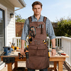 Waterproof Apron Utility Apron Work Apron Industrial Apron Tool Storage Apron - Camel - Size regular