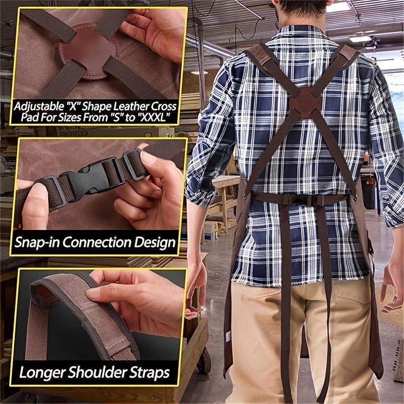 Waterproof Apron Utility Apron Work Apron Industrial Apron Tool Storage Apron - Camel - Size regular