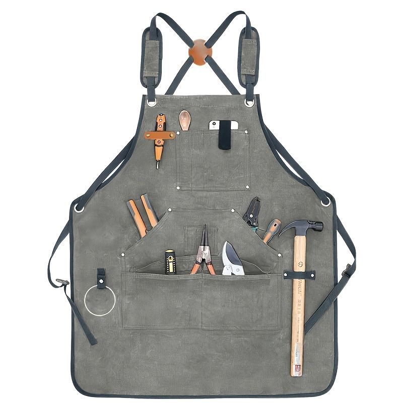 Waterproof Apron Utility Apron Work Apron Industrial Apron Tool Storage Apron - Gray - Size regular