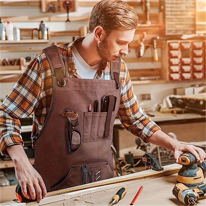 Waterproof Apron Utility Apron Work Apron Industrial Apron Tool Storage Apron - Mocha - Size regular