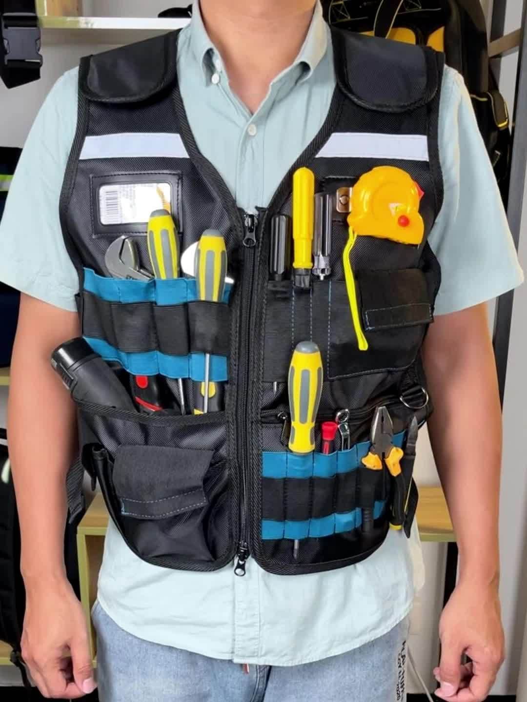 tool vest, multi pocket vest, industrial tool vest, work safety vest, tool storage vest, breathable work vest, australia tool vest, construction tool vest Main image