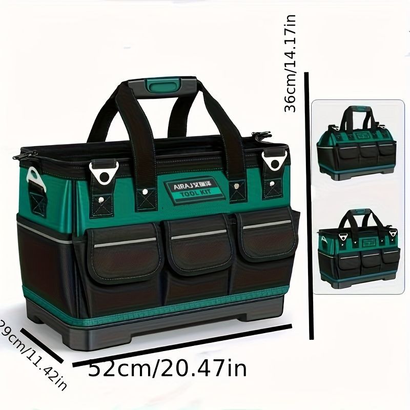 Tool Storage Bag Oxford Cloth Tool Bag Multifunctional Tool Organizer Durable - black - green - Size regular