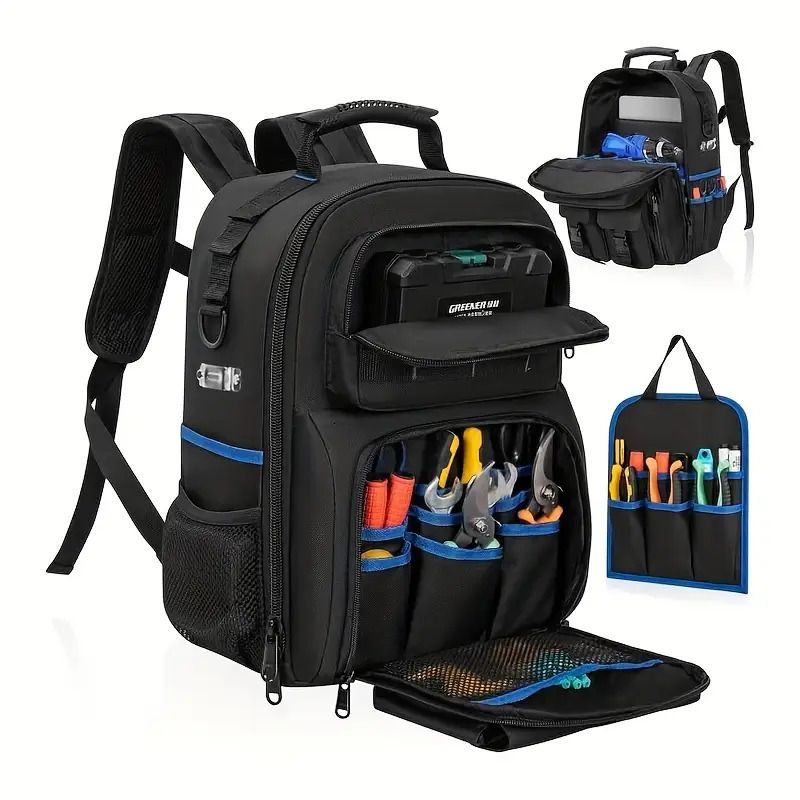 Tool Backpack Tool Storage Professional Tool Bag DIY Tool Backpack Tool - Black - Size regular Main image
