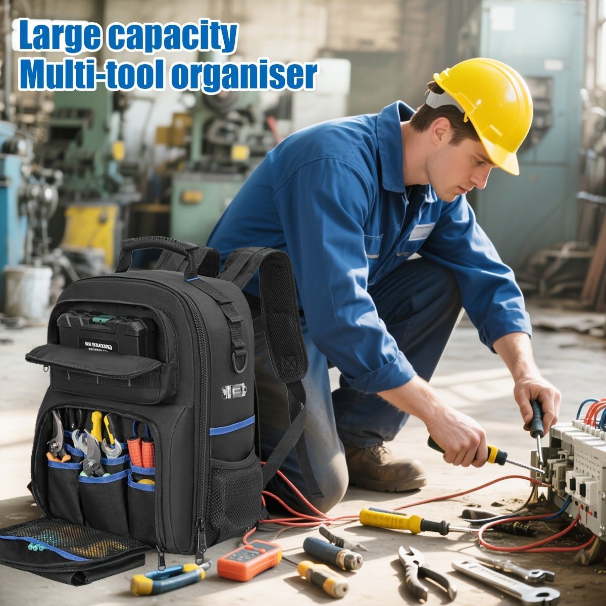 Tool Backpack Tool Storage Professional Tool Bag DIY Tool Backpack Tool - Black - Size regular