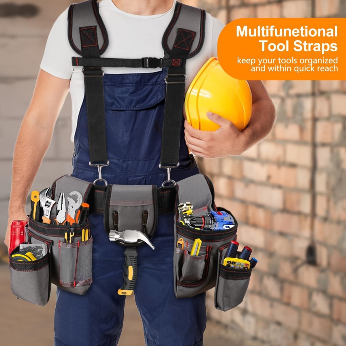 Tool Chest Suspenders Tool Storage Tool Organization Heavy Duty Suspenders - Gray - Size regular Main image