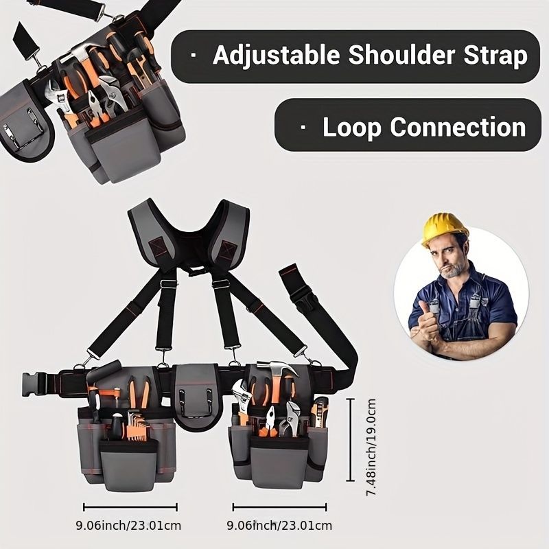 Tool Chest Suspenders Tool Storage Tool Organization Heavy Duty Suspenders - Gray - Size regular