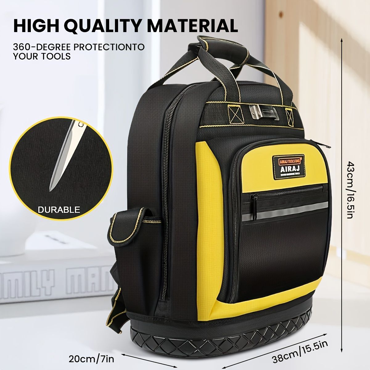 Tool Backpack Durable Tool Bag Organised Tool Storage Professional Tool - Black - Size regular Main image