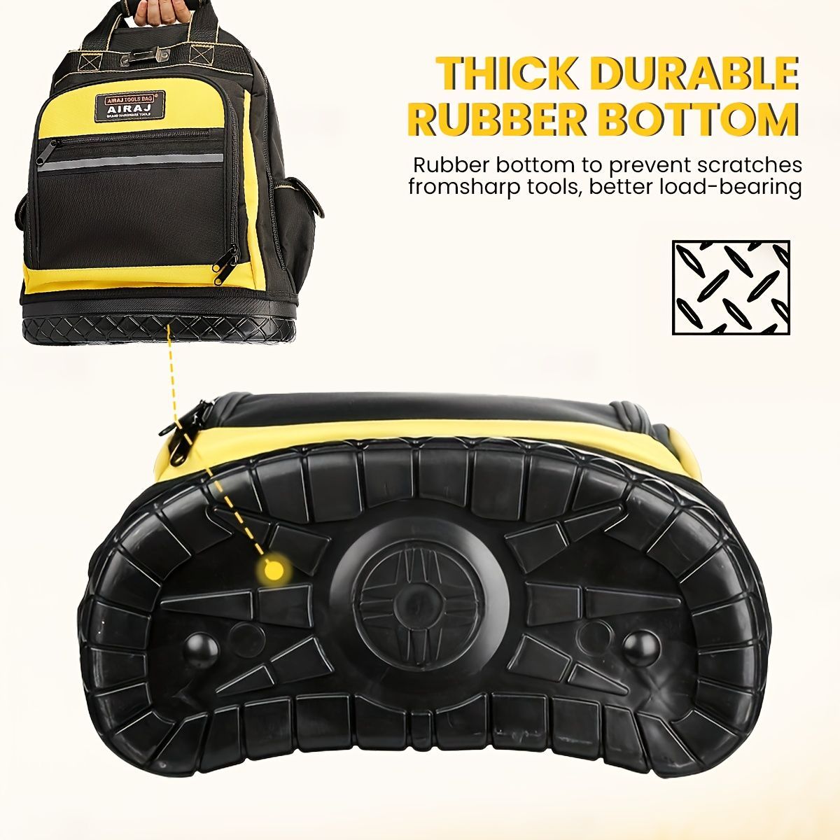 Tool Backpack Durable Tool Bag Organised Tool Storage Professional Tool - Black - Size regular