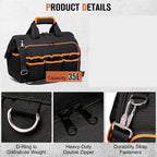 Tool Bag Heavy-Duty Tool Storage Multiple Compartments Durable Tool Bag - Black - Size regular