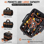 Tool Bag Heavy-Duty Tool Storage Multiple Compartments Durable Tool Bag - Black - Size regular