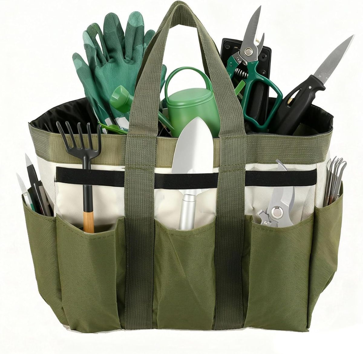 Garden Tool Bag Organizer, Tote Storage Bag with 8 Pocket, Heavy Duty Oxford Garden Tote Caddy, Gardening Tool Kit Holder for Indoor and Outdoor, Gifts for Men Women Main image