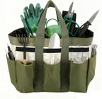 Garden Tool Bag Organizer, Tote Storage Bag with 8 Pocket, Heavy Duty Oxford Garden Tote Caddy, Gardening Tool Kit Holder for Indoor and Outdoor, Gifts for Men Women
