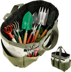 Garden Tool Bag Organizer, Tote Storage Bag with 8 Pocket, Heavy Duty Oxford Garden Tote Caddy, Gardening Tool Kit Holder for Indoor and Outdoor, Gifts for Men Women
