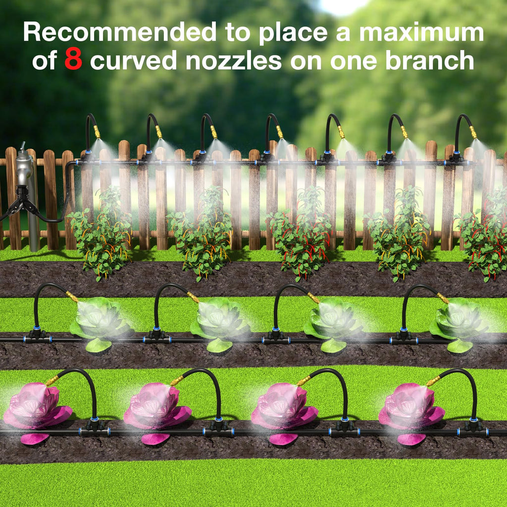 Drip Irrigation System, No 1/4 Pipe, only 12pcs Adjustable Copper Nobbles and Quick Connectors