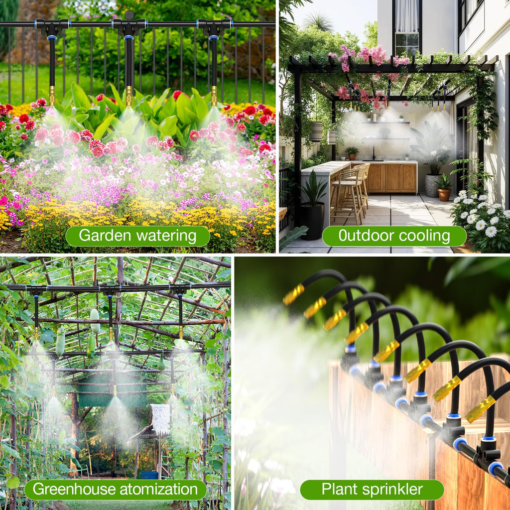 Drip Irrigation System, No 1/4 Pipe, only 12pcs Adjustable Copper Nobbles and Quick Connectors