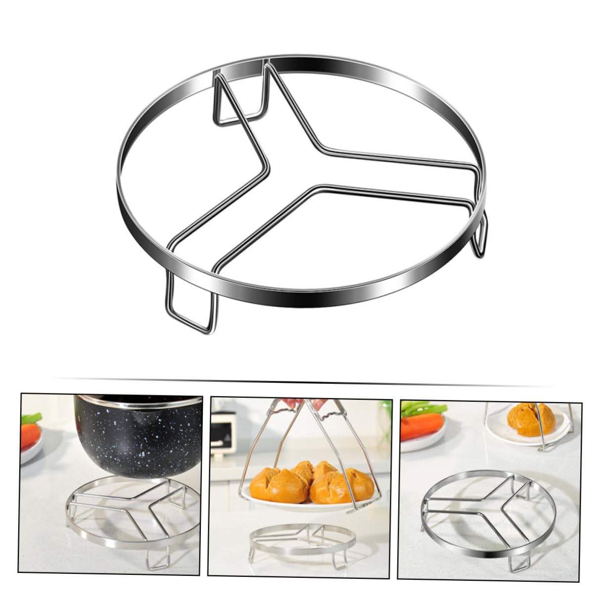 316 Stainless Steel Steam Rack for Cooking – Adjustable Kitchen Pot Stand with Heat-Resistant Design, Multi-Functional Steamer Base for Pots and Dishes (S,15cm)