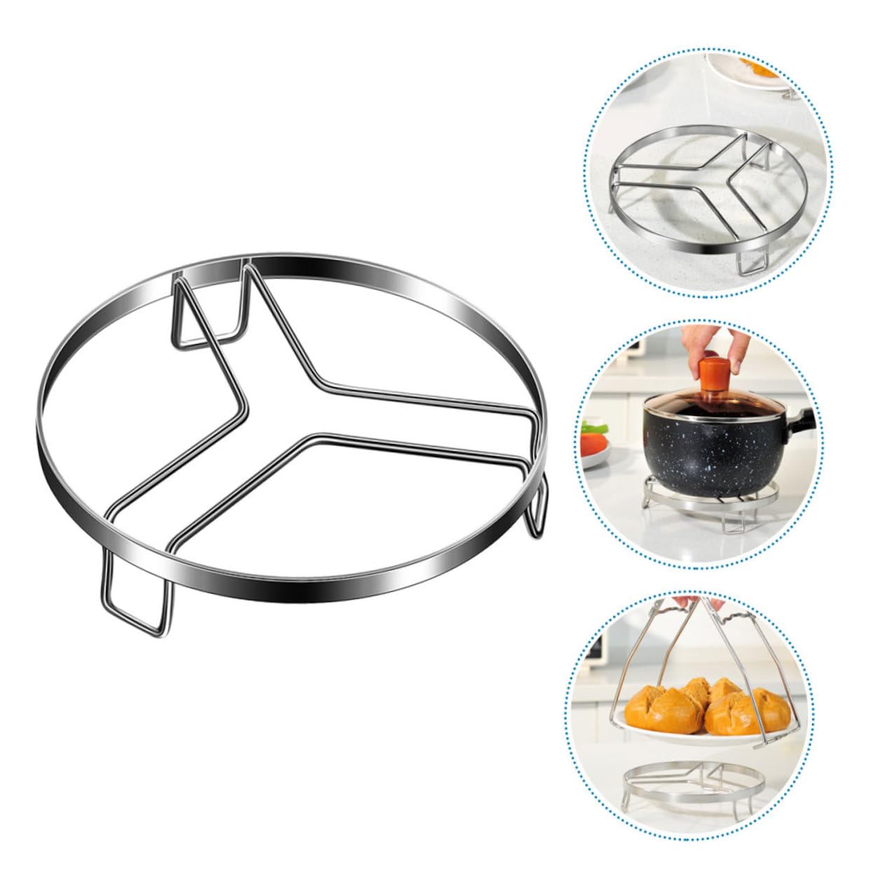 316 Stainless Steel Steam Rack for Cooking – Adjustable Kitchen Pot Stand with Heat-Resistant Design, Multi-Functional Steamer Base for Pots and Dishes (S,15cm)