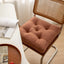 43×43×6cm Linen Cotton Thick Seat Cushion: Plush, Solid-Colour, for Office & Home Chairs, Aussie Comfort Essential（Amber Brown）