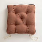 43×43×6cm Linen Cotton Thick Seat Cushion: Plush, Solid-Colour, for Office & Home Chairs, Aussie Comfort Essential（Amber Brown）