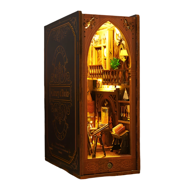 3D Miniature Bookshelf DIY Wooden Bookend Scene Main image