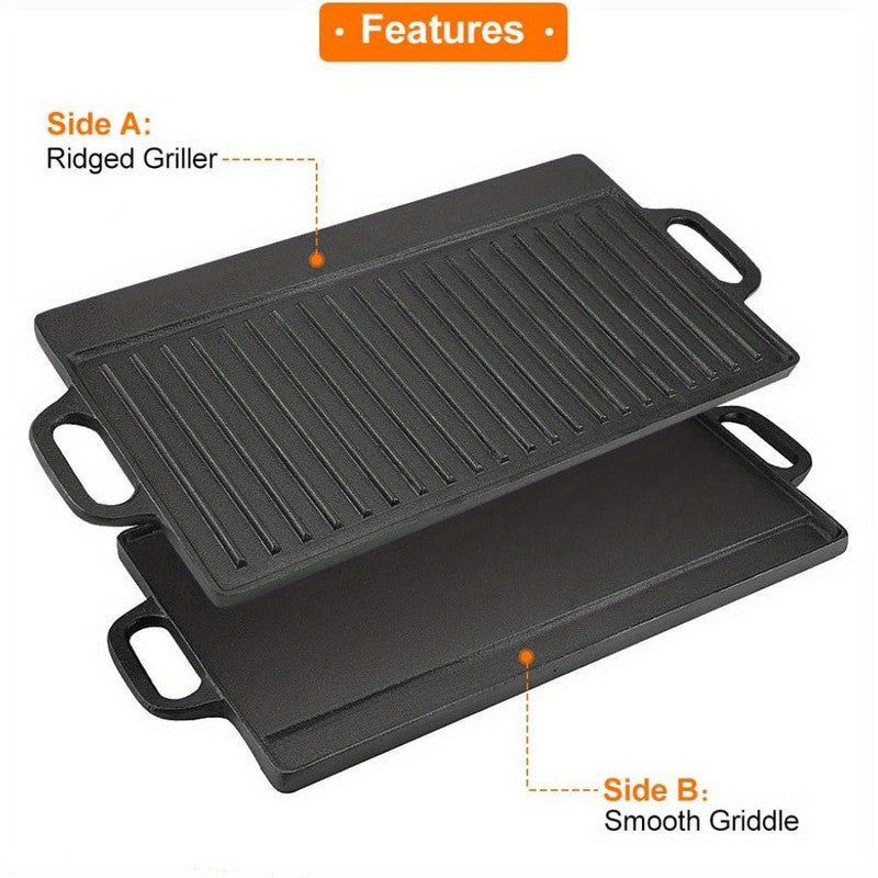 Non-Stick Cast Iron Griddle Pan, Double-Sided Grill Secondary image