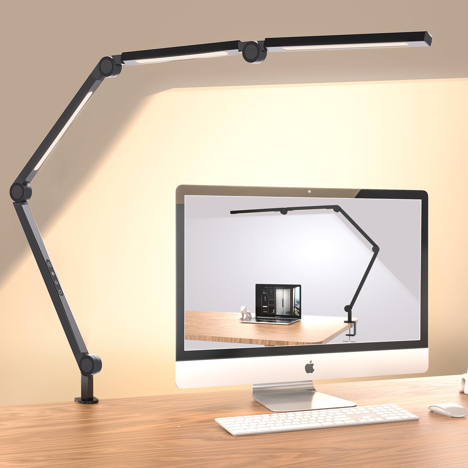 LED Desk Lamp,Foldable Table Lamp for Computer and Desktop,Flexible Clamp on Desk Lamps,Black Portable Desk Lamp for Home Office Reading,Working,Computer Desk,Study Lamp for Kids Main image