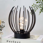 Metal Cage Table Lamp Cordless Battery Operated Lamp With Edison Style LED Bulb Ideal For Weddings, Parties, Patio