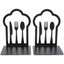 Pair Of Heavy Duty Metal Bookends - Unique Design - For Kitchen, Home, School, Office, Library - Black