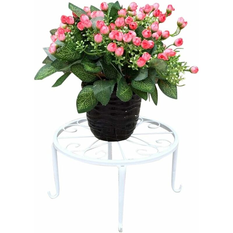 9" Rust Resistant Wrought Iron Metal Plant Pot Stand White Main image