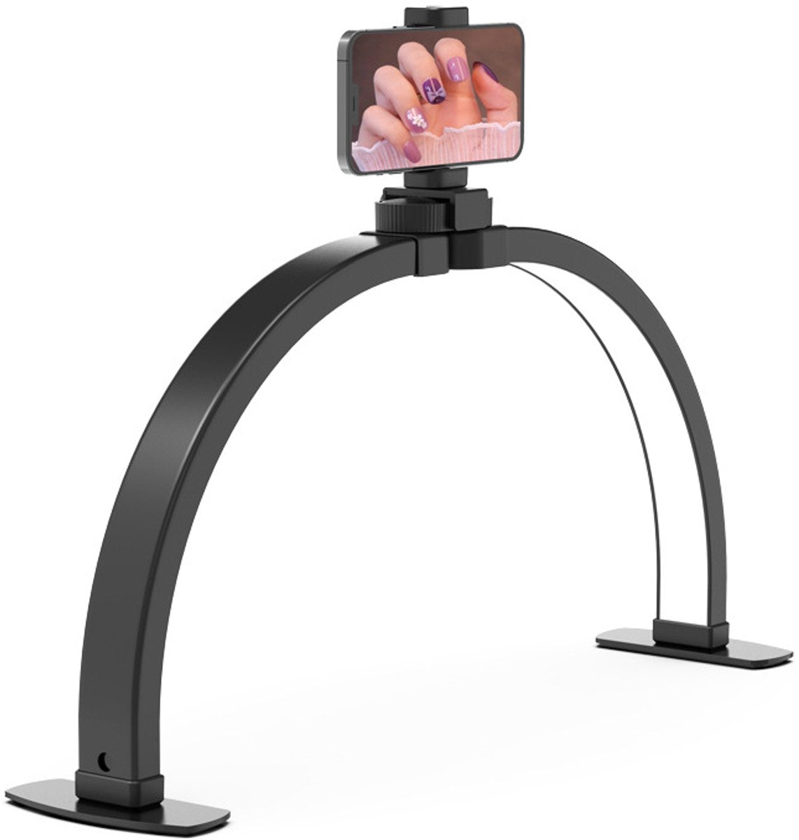 Desk Lamp - Manicure Lamp - Nail Technician Desk Lamp - Half-Moon Lamp - Large LED Tech Table Lamp with Phone Holder - 3 Enlightenment Style Modes - Black Main image