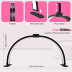 Desk Lamp - Manicure Lamp - Nail Technician Desk Lamp - Half-Moon Lamp - Large LED Tech Table Lamp with Phone Holder - 3 Enlightenment Style Modes - Black