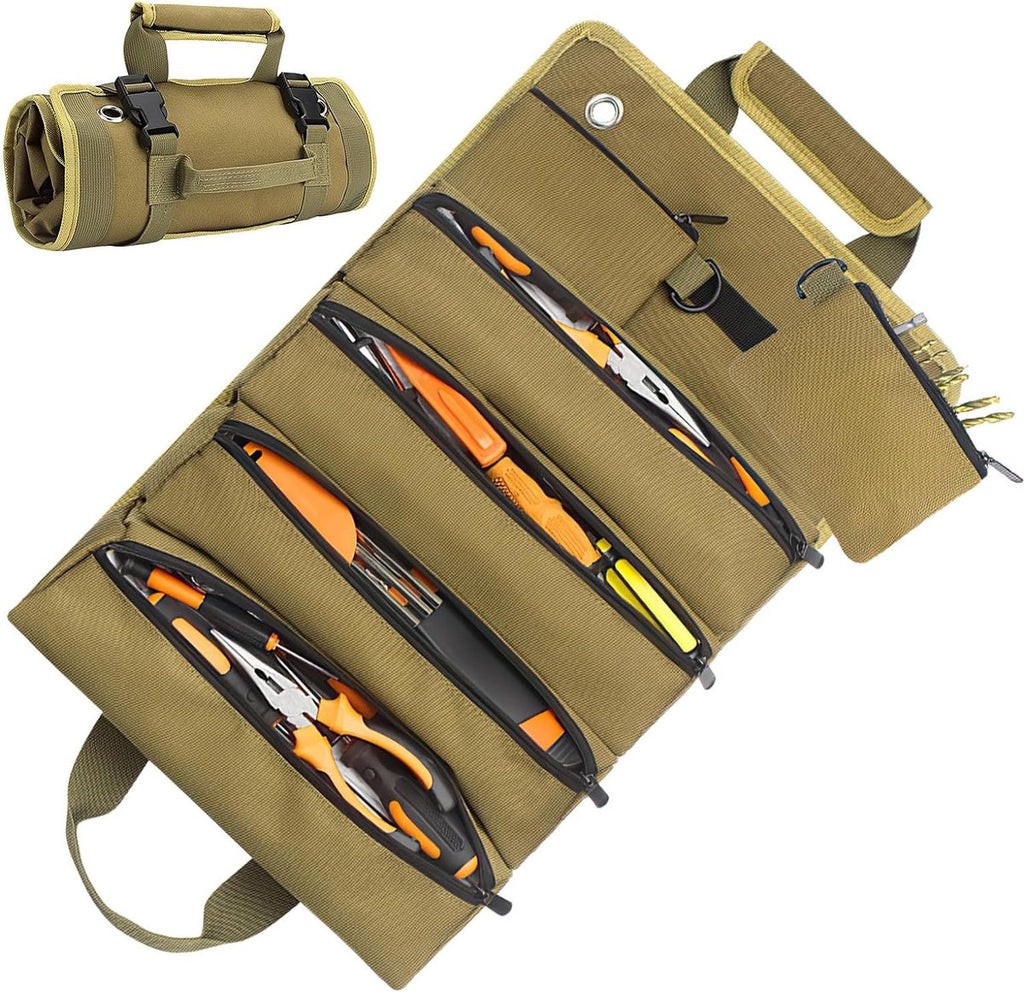 Roll-up tool bag - Tool belt - Open tool bag - with adjustable strap - Drill holder - Canvas - Roll-up pouch - Electrician's kit - Storage rack - Wrench organizer - No tool included!