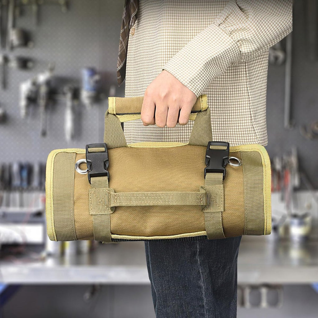 Roll-up tool bag - Tool belt - Open tool bag - with adjustable strap - Drill holder - Canvas - Roll-up pouch - Electrician's kit - Storage rack - Wrench organizer - No tool included!