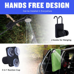 Portable Camping Shower - 6000mAh Rechargeable Shower Pump - With Smart LED Display - 4 Spray Modes - IPX7 Waterproof Outdoor Shower - For Hiking, Travel, Car, Pets - Black