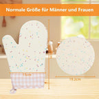 Heat-Resistant Oven Mitts and Grill Gloves Anti-Slip for Kitchen Cooking Baking, White