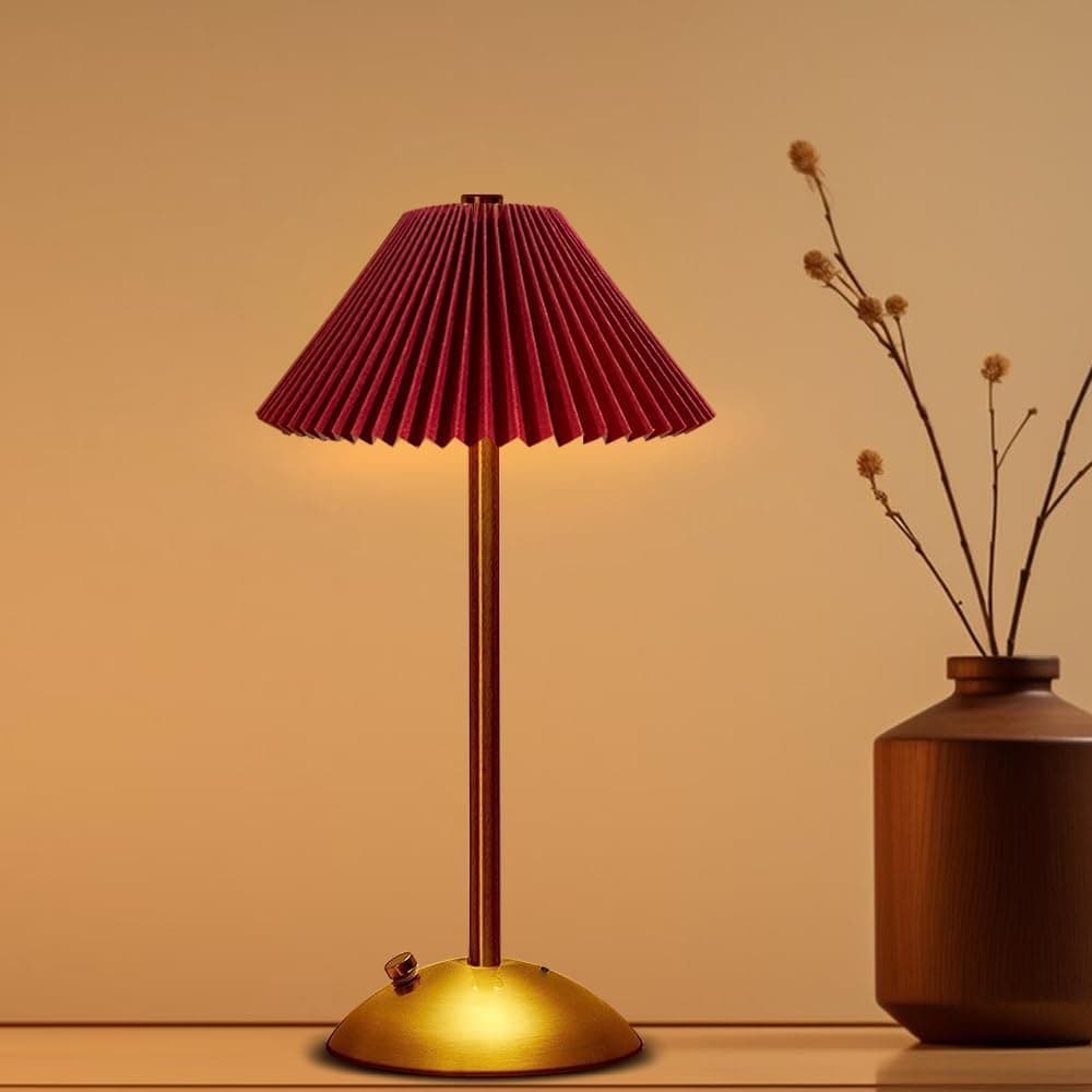 Portable LED Table Lamp with 3 Brightness Levels, USB Desk Lamp for Bedside Desk Dining Table, Red Main image