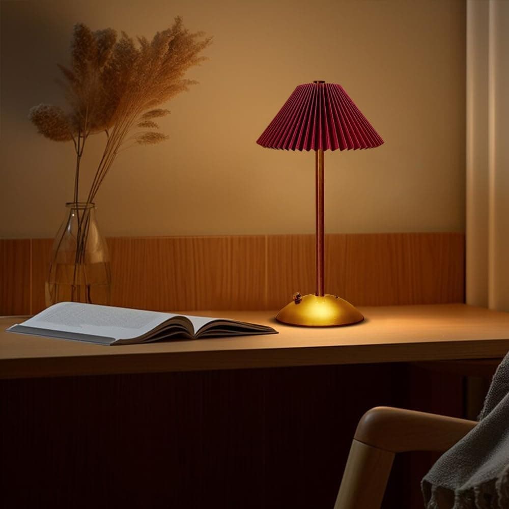 Portable LED Table Lamp with 3 Brightness Levels, USB Desk Lamp for Bedside Desk Dining Table, Red