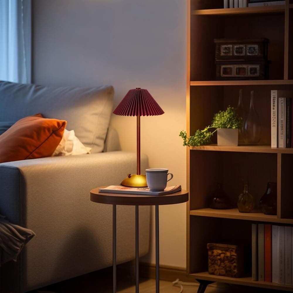 Portable LED Table Lamp with 3 Brightness Levels, USB Desk Lamp for Bedside Desk Dining Table, Red