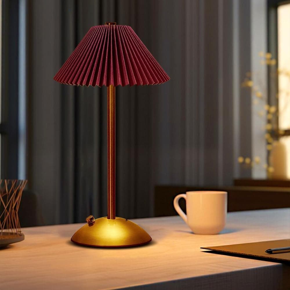 Portable LED Table Lamp with 3 Brightness Levels, USB Desk Lamp for Bedside Desk Dining Table, Red