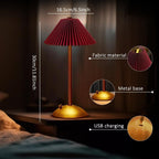 Portable LED Table Lamp with 3 Brightness Levels, USB Desk Lamp for Bedside Desk Dining Table, Red
