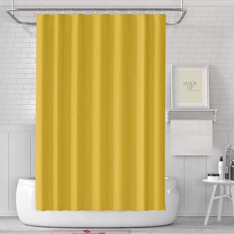 Waterproof Shower Curtain 180x180cm, quick-drying mold resistant for outdoor shower and bathroom, Yellow Main image