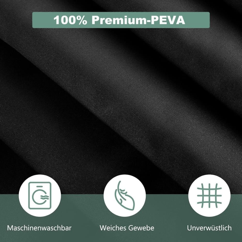 Waterproof Shower Curtain 180x180cm, quick-drying mold resistant, compatible with outdoor shower and bathroom, Black
