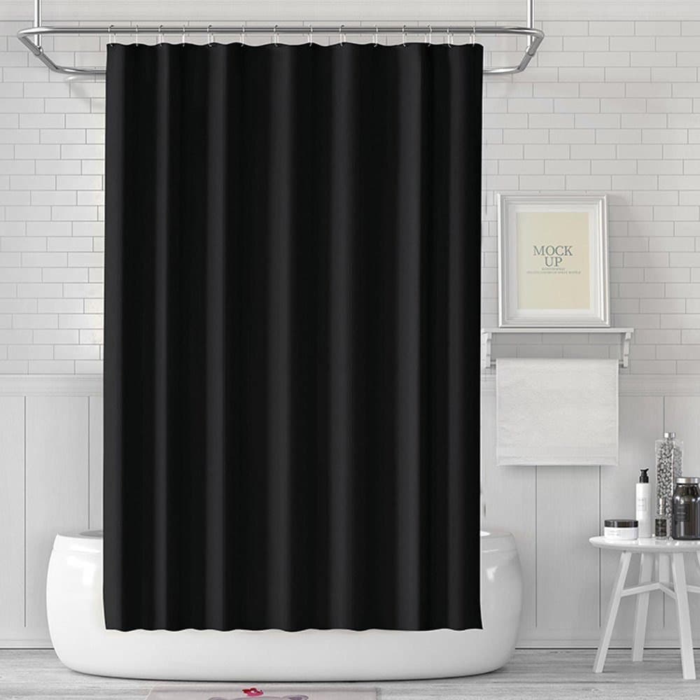 Waterproof Shower Curtain 180x180cm, quick-drying mold resistant, compatible with outdoor shower and bathroom, Black