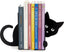2-Piece Hidden Cat Metal Bookend Set, Black Decorative Book Supports