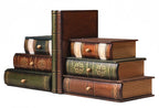2-Piece Vintage Wooden Bookend Set with 6 Storage Drawers, 16.5 x 12.5 x 17 cm