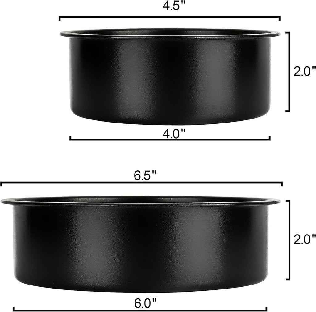 baking pans - round baking pans of 10 cm and 15 cm - stainless steel with non-toxic coating - easy to clean and release - 5 cm deep straight sides