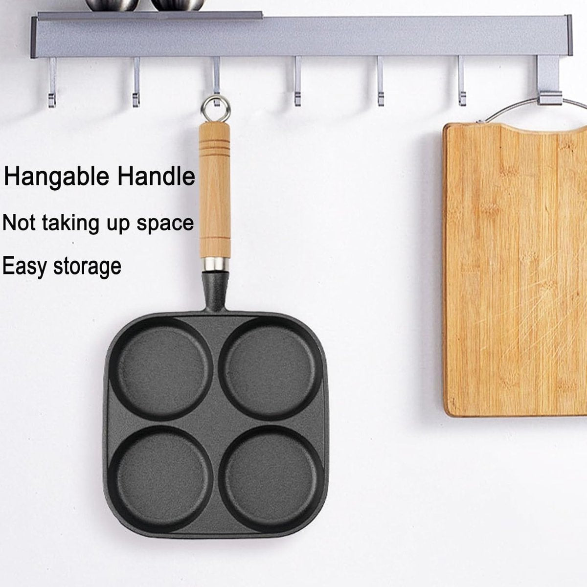 Four-pan 18 cm - Cast Iron - Natural Non-Stick Coating - For Eggs & Hamburgers