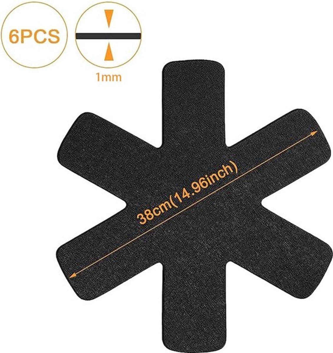 Pan Protectors - 6 Pieces - 38 Cm - Pan Protector - For Between Pans - Protection Set - Prevent Scratches on Cutlery - Anti-Scratch - Heat Resistant - Black Secondary image