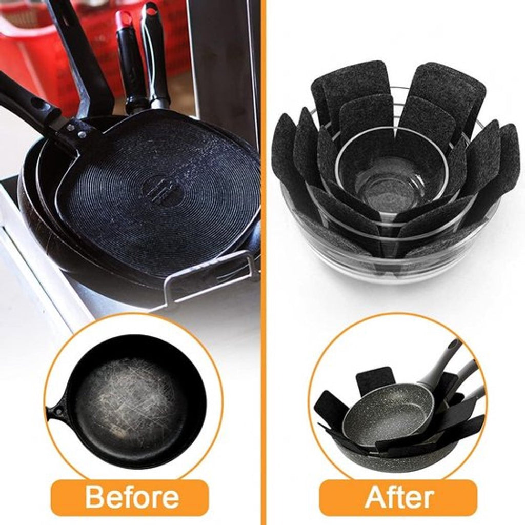 Pan Protectors - 6 Pieces - 38 Cm - Pan Protector - For Between Pans - Protection Set - Prevent Scratches on Cutlery - Anti-Scratch - Heat Resistant - Black