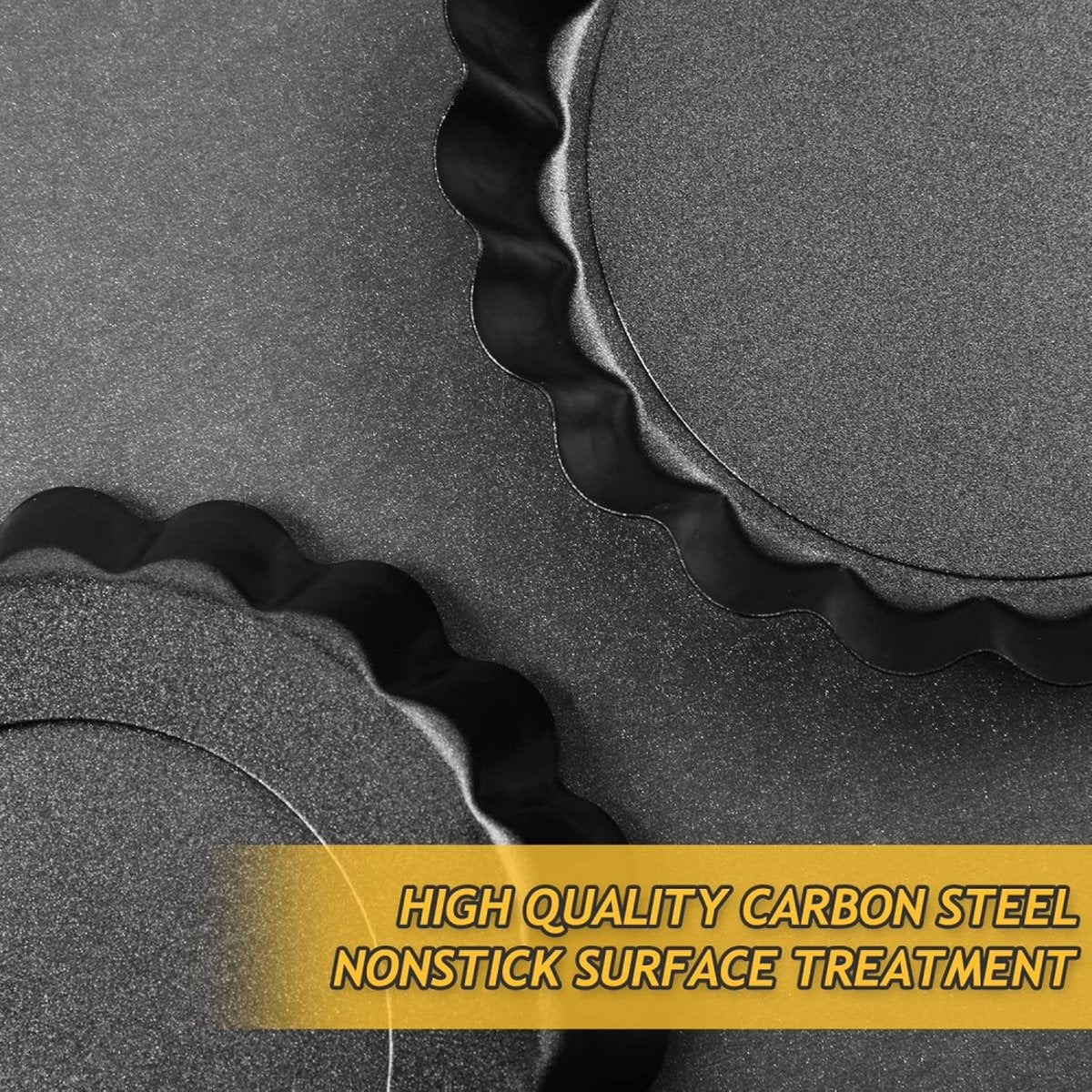 Quiche Pans - Set of 4 - Diameter 10 cm - Quiche Pan with Removable Base - Quiche Baking Pan - Tart Pan with Non-stick Coating - Removable Base - Bake Evenly - Cake Pan - Baking Pan - Baking Tin - Quiche Tart Pan Tin - Dishwasher Safe - Black Secondary image
